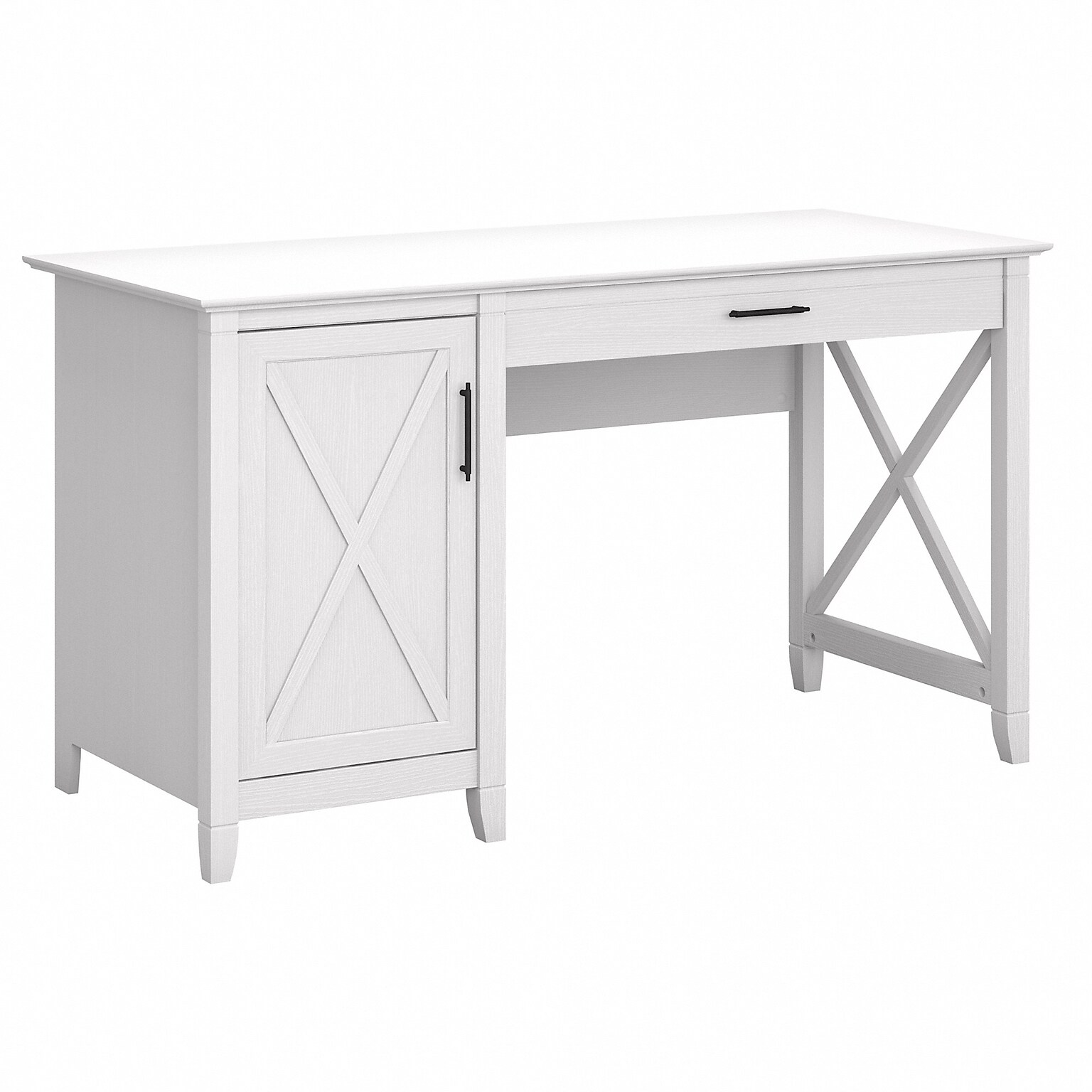 Bush Furniture Key West 54W Computer Desk with Storage, Pure White Oak (KWD154WT-03)