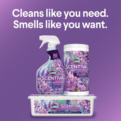 Clorox Scentiva Disinfecting Wipes, Lavender and Jasmine Scent, 75 Wipes/Container (60040)