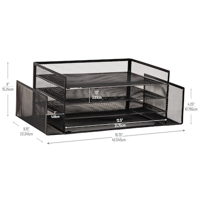 Mind Reader Metal Front Loading Letter Tray, Letter Size, Black (4TSIDE2-BLK)