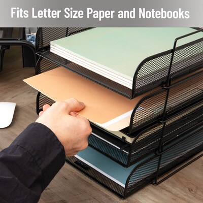 Mind Reader Metal Front Loading Stackable Letter Tray, Letter/Legal Size, Black (BSTACK4-PNK)