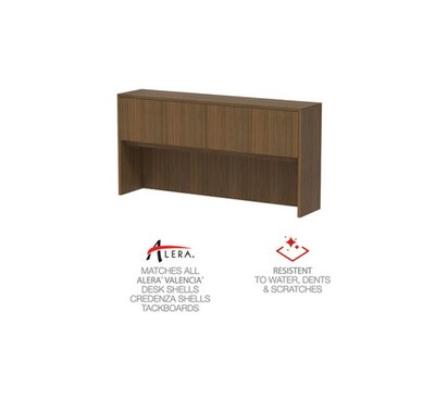 Alera Valencia Series Hutch, 3-Comp, 64.75w x 15d x 35.38h, Modern Walnut