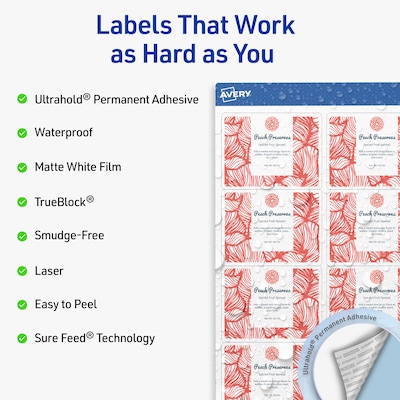 Avery Rectangle Laser Multipurpose Labels, 2 x 2-5/8, White, 750/Box (19479399290)