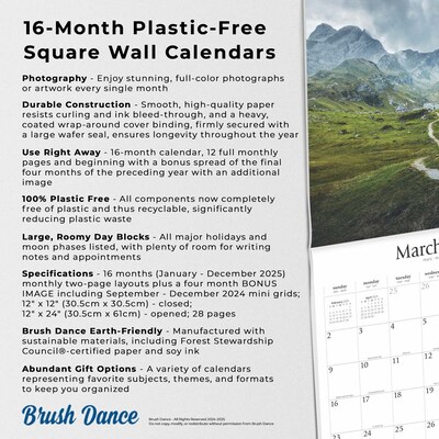 2025 Brush Dance Pathways 12" x 24" Monthly Square Wall Calendar, (9781975478650)