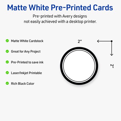 Avery Double Black Border Matte Blank Card, White, 120/Pack (S00-D2C)