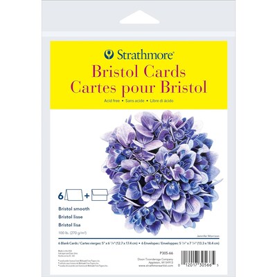 Strathmore 300 Series Bristol Cards & Envelopes, 6.875 x 5, White, 6/Pack, 3 Packs/Bundle (STTP305