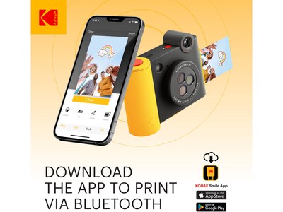 Kodak Smile+ 5 Megapixels Digital Instant Print Camera, Black/Yellow (RODSMPCAMBK)