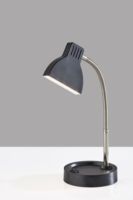 Simplee Adesso Slender LED Desk Lamp, 13.5"H, Black & Brushed Steel (SL3973-01)