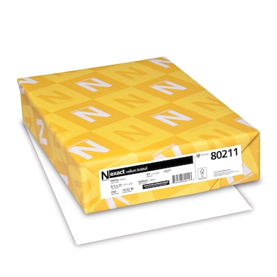 Neenah Exact Vellum Bristol Cardstock, 8.5 x 11, 67 lb., White, 250 Sheets/Ream (80211)