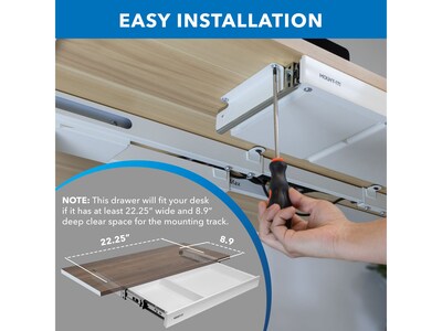 Mount-It! 2"H x 21"W Under-Desk Drawer, White (MI-7294WHT)