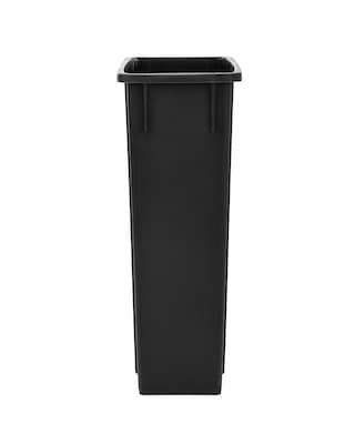 Alpine Industries Plastic Indoor Waste Basket Commercial Slim Trash Can with Lid and Dolly, 23 Gallon, Black (477-BLK1-PKD)