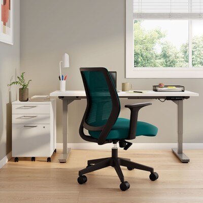 Staples® Essentials Ergonomic Fabric Swivel Task Chair, Teal (UN60410)