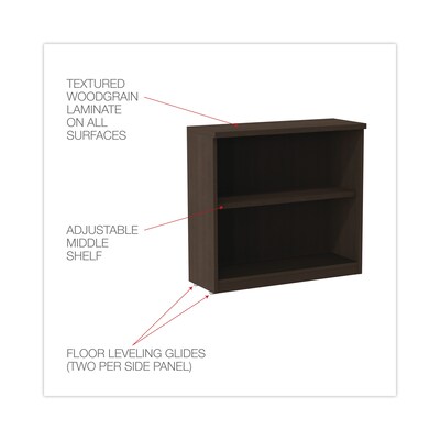 Alera Valencia Series 29.5"H 2-Shelf Bookcase with Adjustable Shelf, Espresso (ALEVA633032ES)