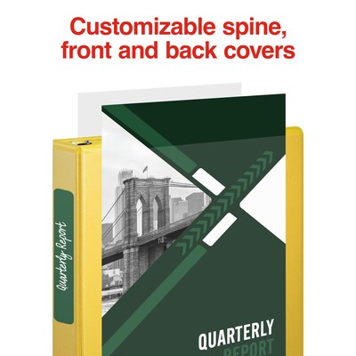 Staples® Standard 1.5" 3 Ring View Binder with D-Rings, Yellow (58652)