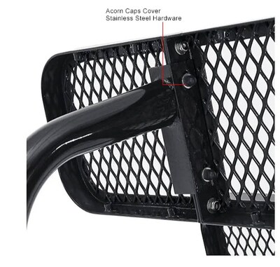 Global Industrial 4' Outdoor Steel Bench w/ Backrest, Expanded Metal, Black (695743BK)