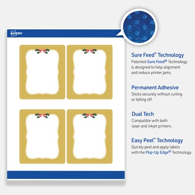 Avery Rectangle Multipurpose Labels, 4" x 3-1/3", White, 40/Pack (19479370469)