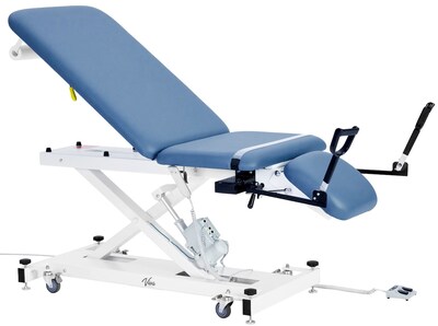Viva Comfort XRO Electric Height and Back Adjustable Exam Table with Stirrups, 600 lbs Capacity, Blue (ADI903-22-BLU-MK)