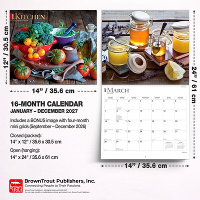 2027 BrownTrout Kitchen 14" x 12" Monthly Wall Calendar, Assorted Colors (9798330709229)
