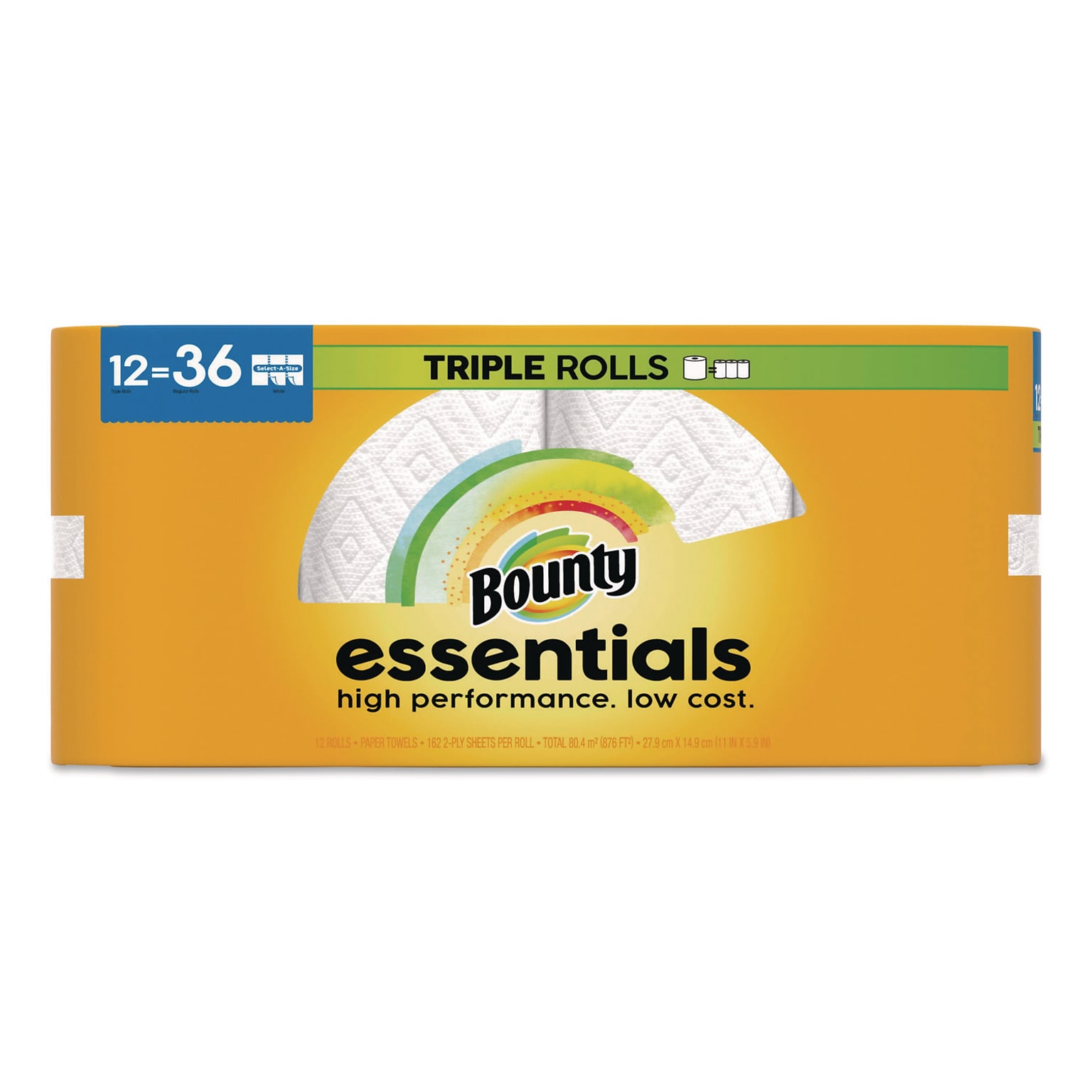 Bounty Essentials Select-A-Size Triple Paper Towels, 2-Ply, 162 Sheets/Roll, 12 Rolls/Carton (80811697)