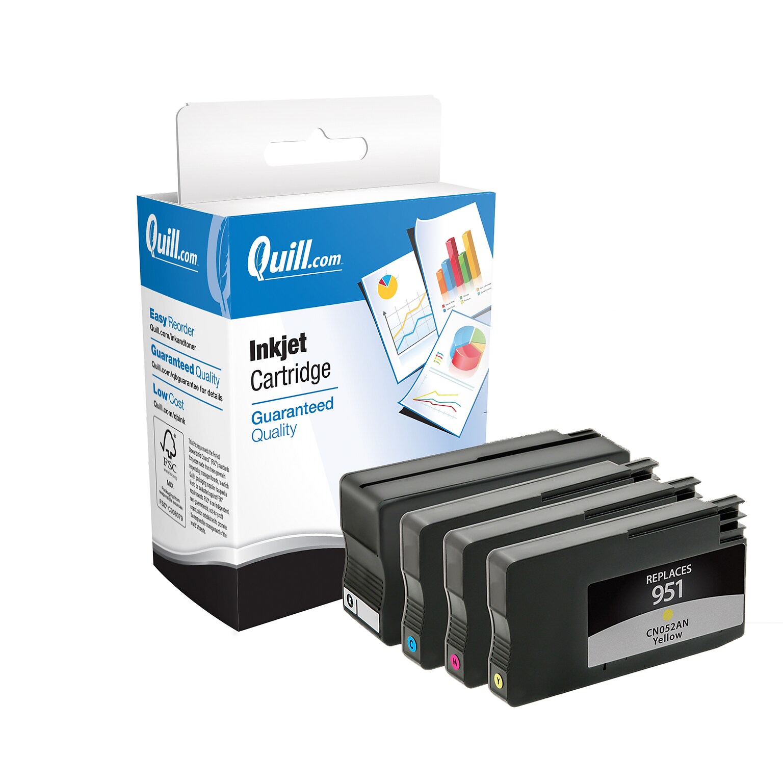 Quill Brand® Remanufactured Black High Yield C/M/Y Standard Yield Ink Cartridge Replacement for HP 950XL/HP 951, 4/PK (C2P01FN)