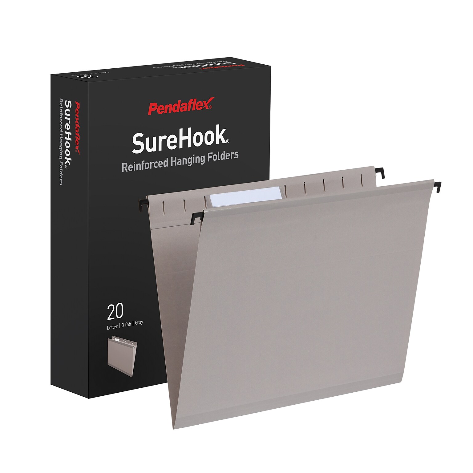 Pendaflex Heavy Duty Reinforced Hanging File Folder, Straight, Letter, Light gray, 20/Box (1006981)