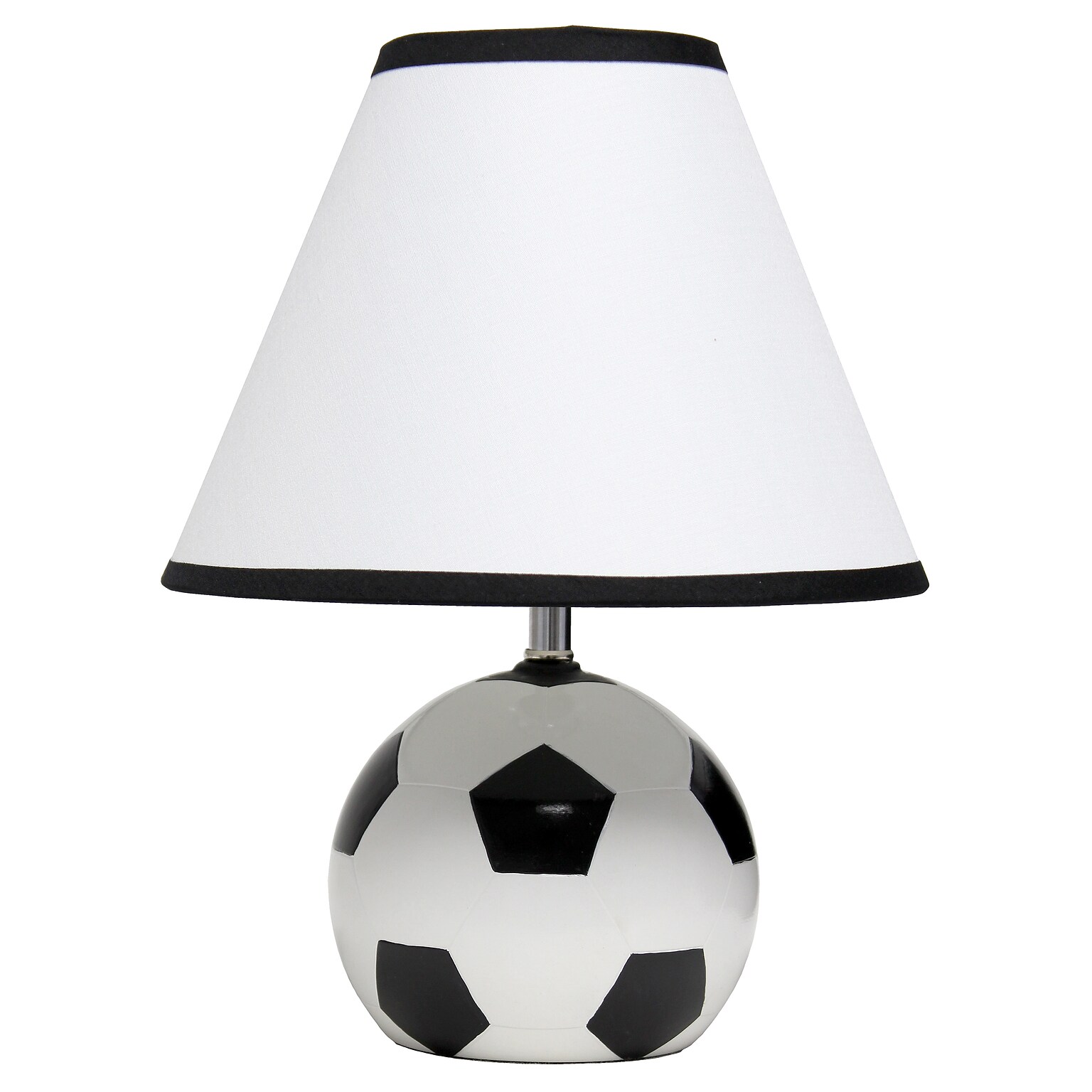 Simple Designs SportsLite 11.5 Tall Athletic Sports Soccer Ball Base Ceramic Bedside Table Desk Lamp (LT1079-SCR)