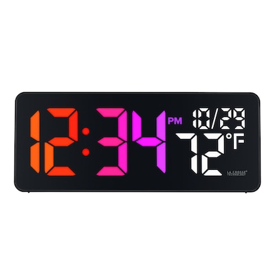 La Crosse Technology Color-Changing Digital LED Wall Clock with Indoor Temperature (513-1411)