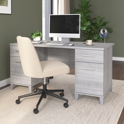Bush Home Somerset 60W Office Computer Desk with Drawers, Platinum Gray (WC81228K)