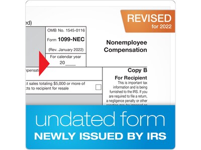 Adams 2022 1099-NEC Tax Form, 5-Part, 50/Pack (STAX550NEC-22)