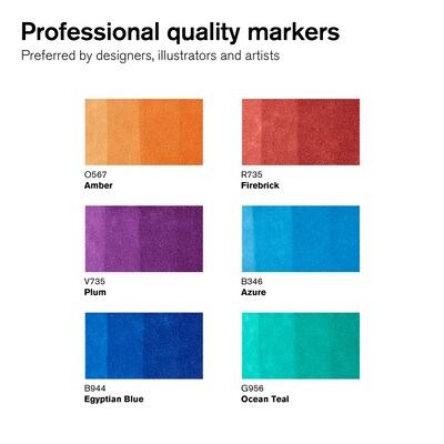 Winsor & Newton Promarker Dual-Tip Brush Alcohol Based Marker, Rich Tones, 6/Pack (WNX0290126)