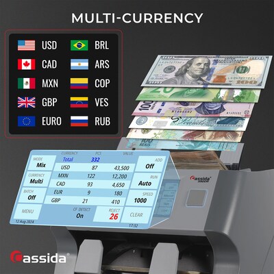 Cassida 9900R V2 2-Pocket Bill Counter, Gray
