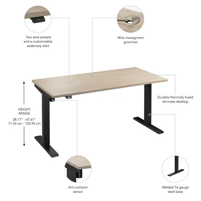 Bush Business Furniture Move 40 Series 60"W Electric Adjustable Standing Desk, Natural Elm/Black Powder Coat (M4S6030NEBK)
