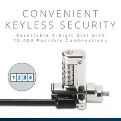 Kensington Universal 3-in-1 2.0 Combination Laptop Lock, 6ft. (K63394WW)