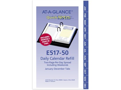 2024 AT-A-GLANCE QuickNotes 6" x 3.5" Daily Desk Calendar Refill, Multicolor (E517-50-24)
