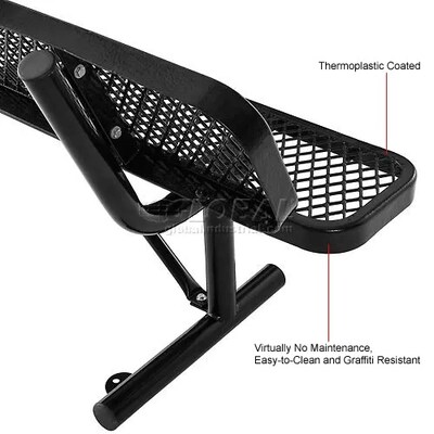 Global Industrial 6' Outdoor Steel Bench w/ Backrest, Expanded Metal, Black (277154BK)