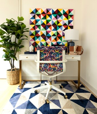 The Raynor Group Elizabeth Sutton Wynwood Fabric Swivel Task Chair, Multi Rose White Gold (K-ESWY-WHT-ROSE-GLD)