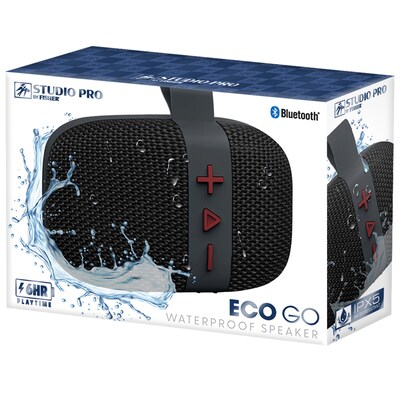 STUDIO PRO by FISHER ECO GO Wireless Bluetooth Portable Speaker with FM Radio, Waterproof, Black (SB