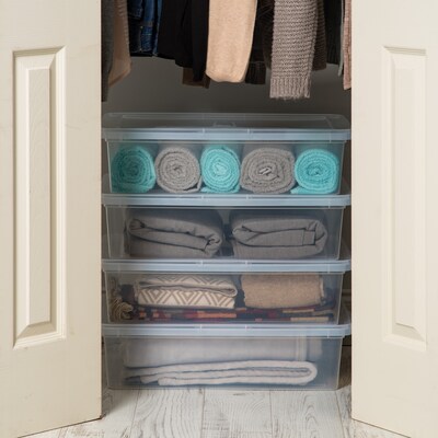 Iris 28 Qt. Storage Box with Snap Lid, Clear (500244)