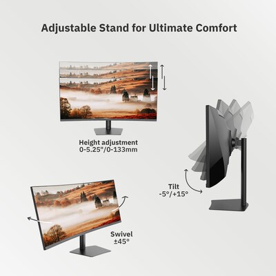 CODi Ultrawide 34" Curved QHD 100Hz LED Monitor, Adjustable, Universal Docking Station, Black (MO34H