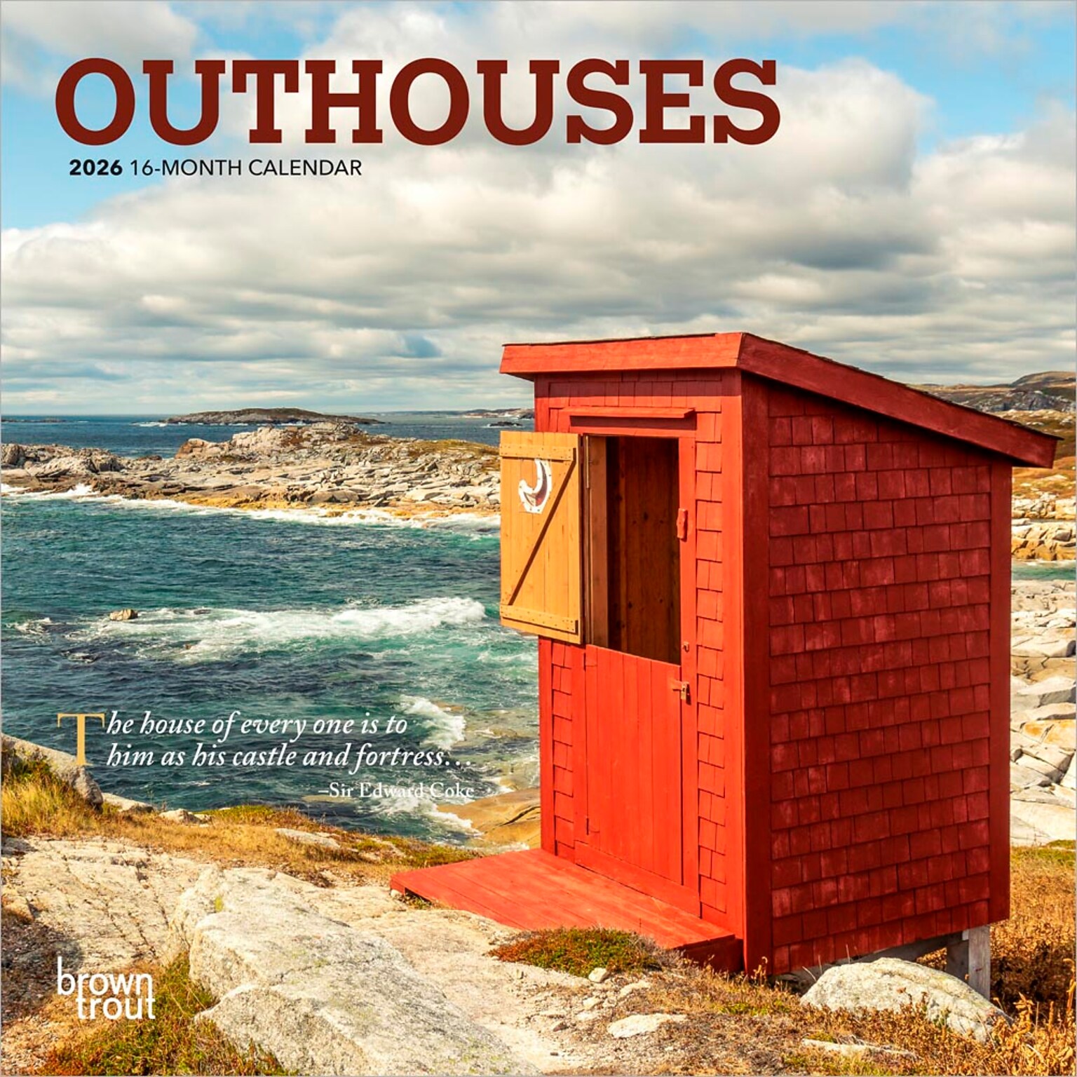 2026 BrownTrout Outhouses 7 x 7 Monthly Wall Calendar (9798330705023)