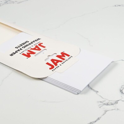 JAM Paper Wrapping Paper Sheets, 25' x 20", White, 6/Pack(2770135262WH)