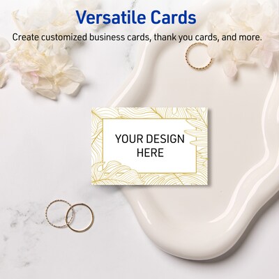 Avery Gold Floral Business Cards, 2" x 3.5", Matte White, 80/Pack (19479399582)