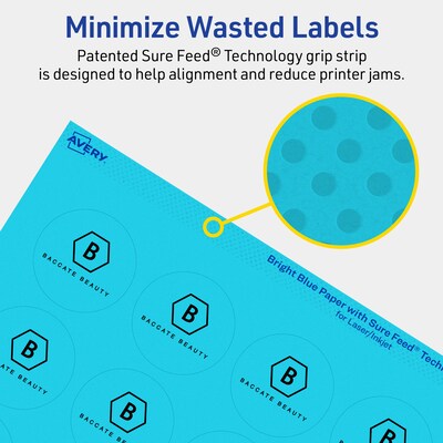Avery Printable Circle Multipurpose Labels, 1-2/3" Dia., Bright Blue, 1600/Box (94508)