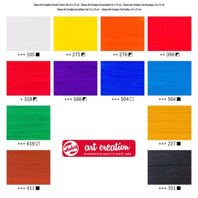 Talens Art Creation Acrylic Paint, Assorted Colors, 12/Set (TLN3582812M)