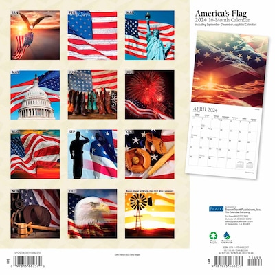 2024 Plato America's Flag 12" x 24" Monthly Wall Calendar (9781975466237)