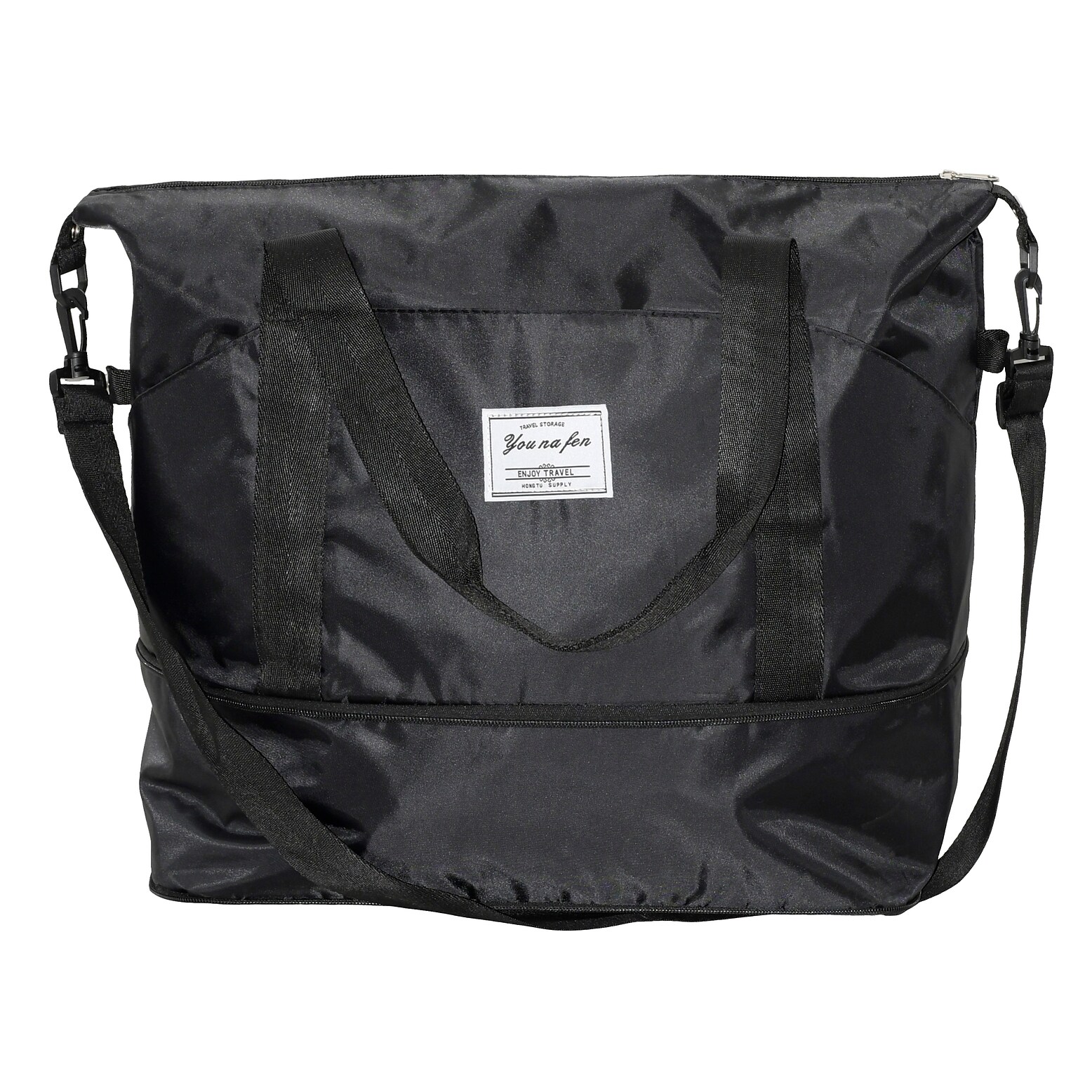 Nicci Polyester Travel Duffel Expandable Bag, Black (CBM10003-BLK)