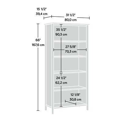 Sauder Whitaker Point 66"H 5-Shelf Bookcase, Natural Maple (429376)