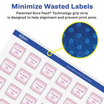 Avery Laser/Inkjet Square Removable Labels, 1" x 1", White, 2400 Labels/Box (94103)