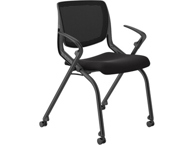 HON Motivate Fabric Office Stacking & Nesting Chair, Onyx/Black (HMN2.F.S.IM.ON.CU10.BLCK)