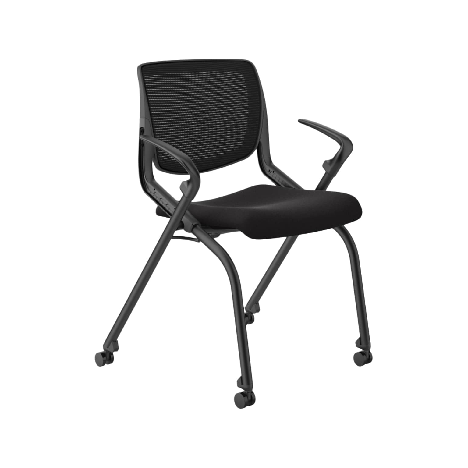 HON Motivate Fabric Office Stacking & Nesting Chair, Onyx/Black (HMN2.F.S.IM.ON.CU10.BLCK)