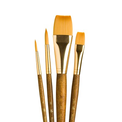 Princeton RealValue Short Handle Mixed Media Synthetic Taklon Variety Brush Set, 4/Set, 2 Sets/Bundle (PBXPR9146-2)